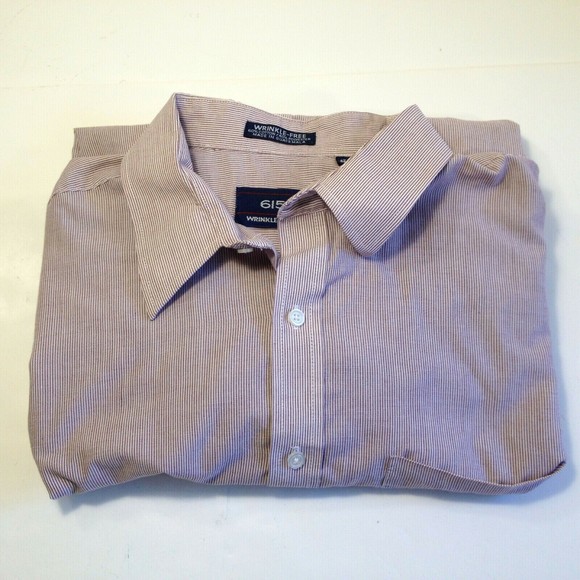 615 Wrinkle Free Brand Long Sleeve Purple/Plum Striped Dress Shirt Sz 17.5 34/35 - Picture 2 of 12
